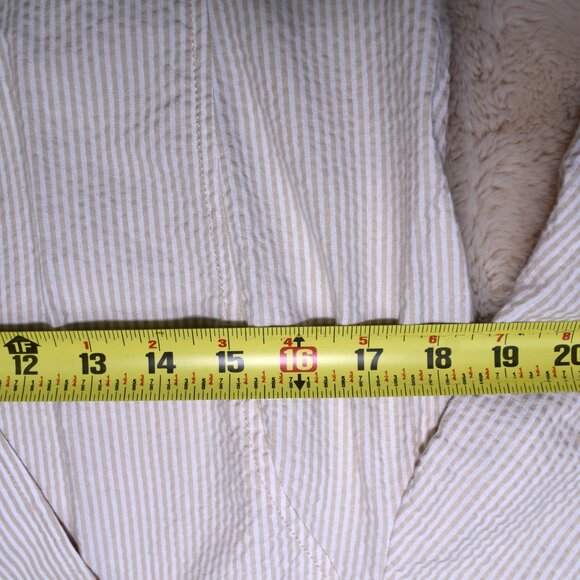 City UNLTD Beige White Pinstripe Cotton Blazer Size 14 Large - Picture 8 of 13